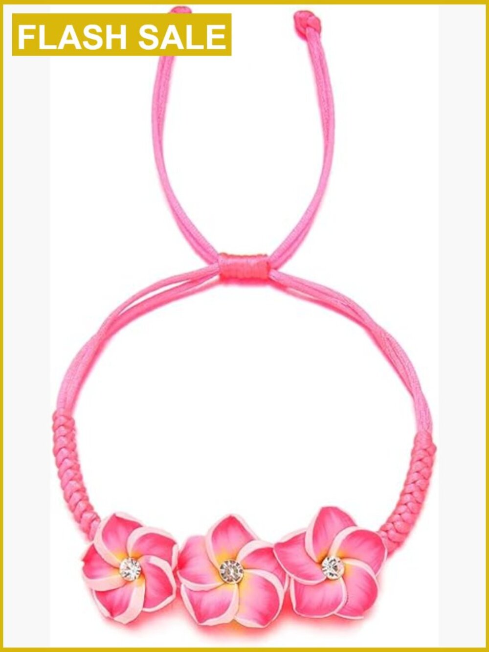 Adjustable Plumeria Rope Bracelet for Women Summer Beach Hawaii Jewelry